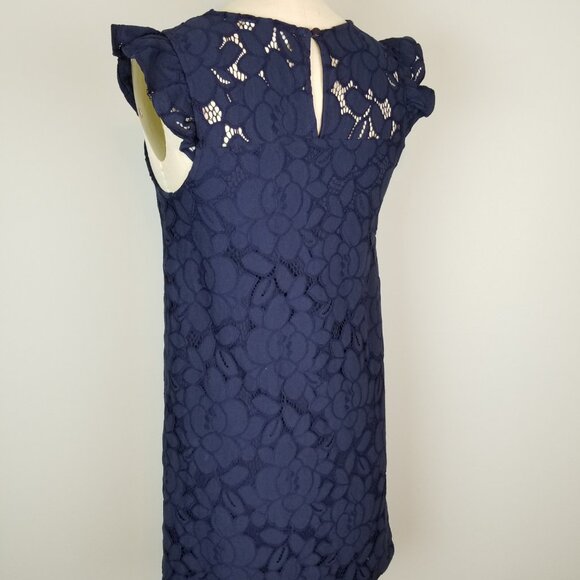 Monteau Navy Blue Lace Sheath Dress with Flutter Sleeves Women's Size Small NEW - Picture 7 of 11